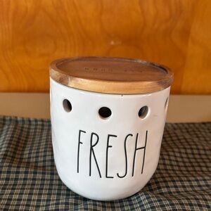Rae Dunn White Ceramic Canister with Script Logo